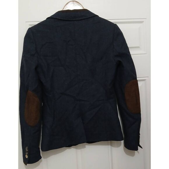 Ted baker womens US size 4 blazer blue 100% wool brown elbow patchwork - Picture 5 of 9